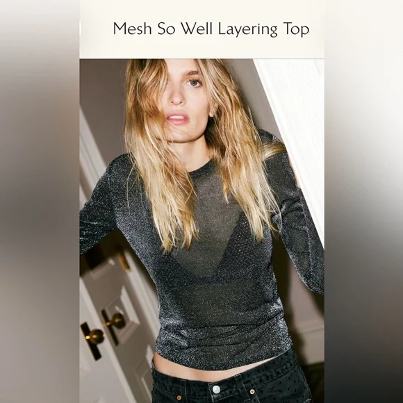 NEW Free People Intimately L Mesh So Well Layering Top Red Wine Metallic NWT - Picture 11 of 11